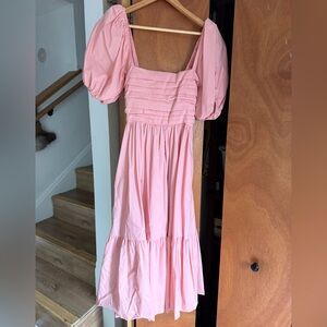Abercrombie & Fitch Pink Emerson Puff Sleeve Midi